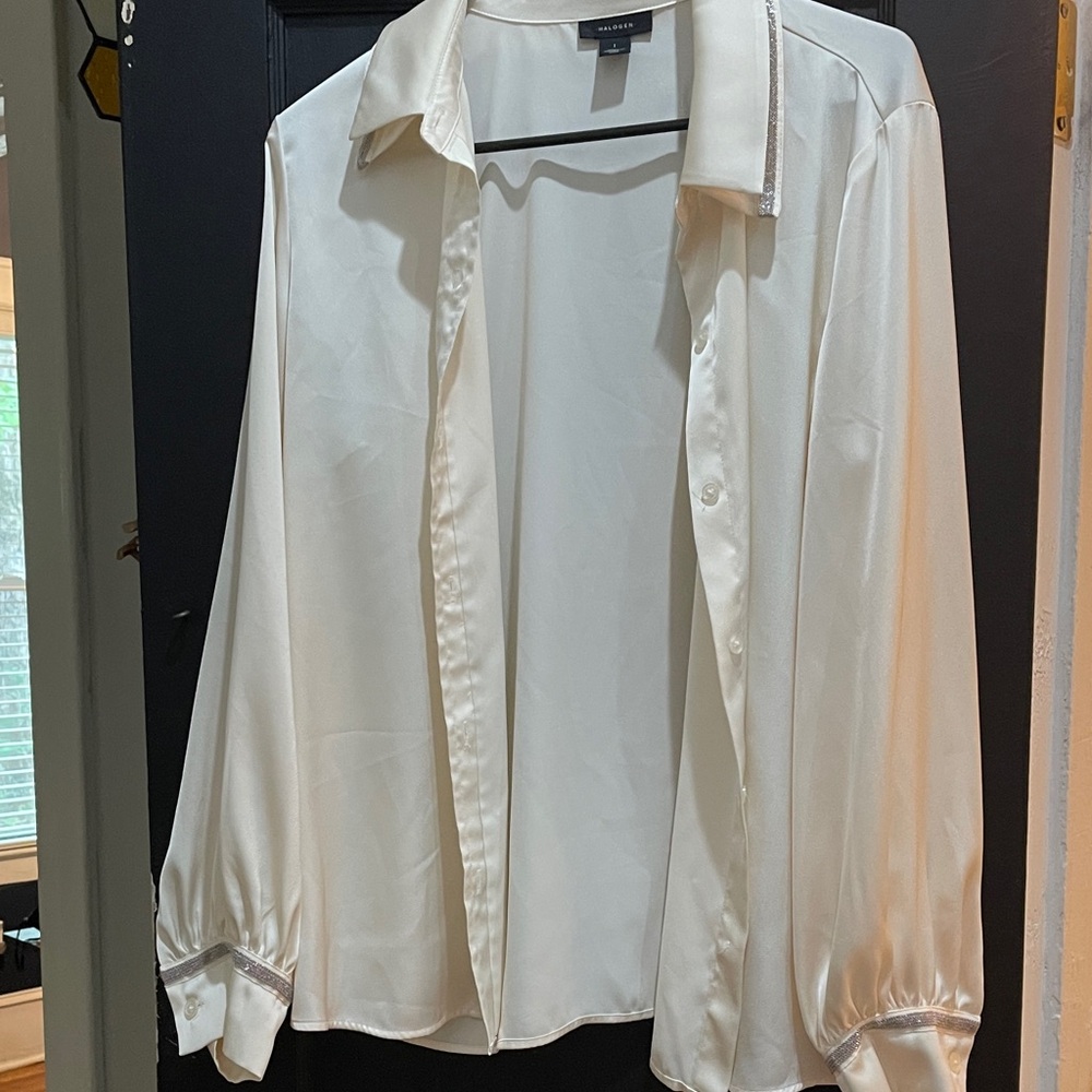 Halogen Cream Satin Blouse